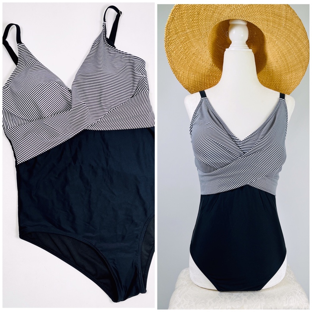 B2PRITY solid one piece swimsuit striped XL
